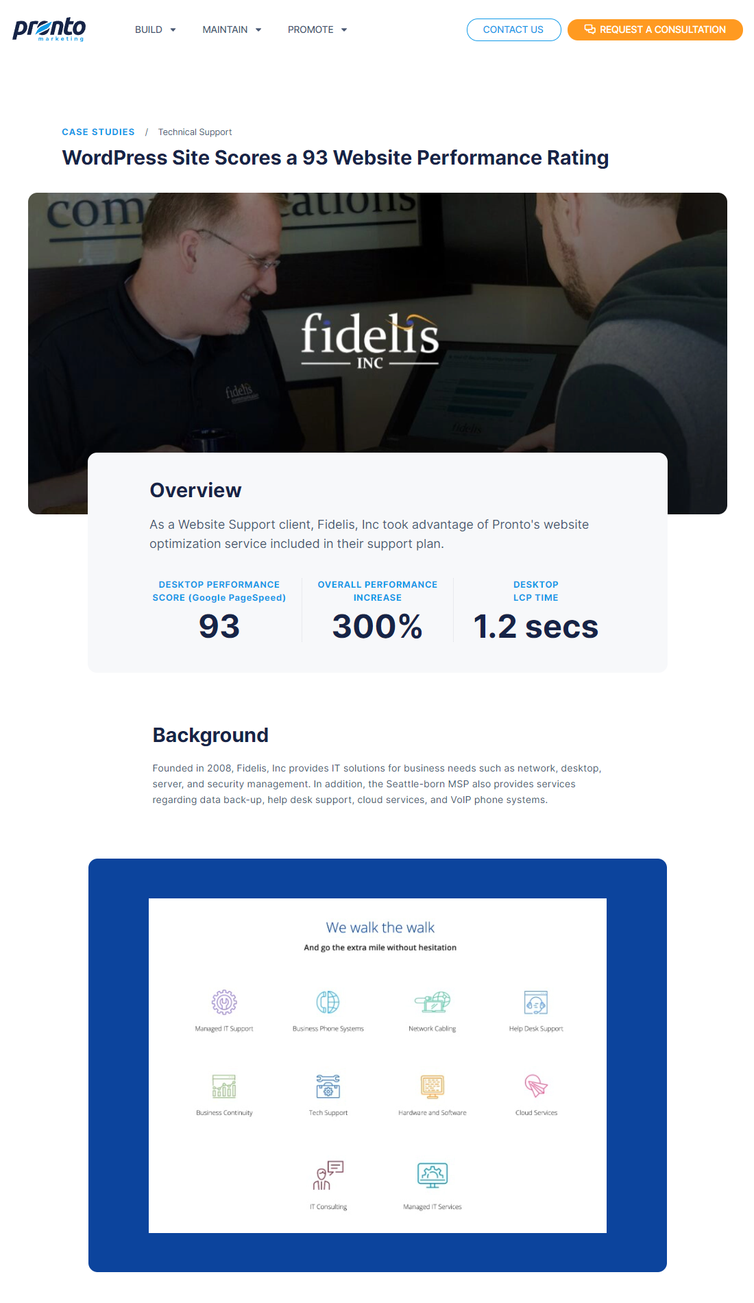 website performance case study screenshot